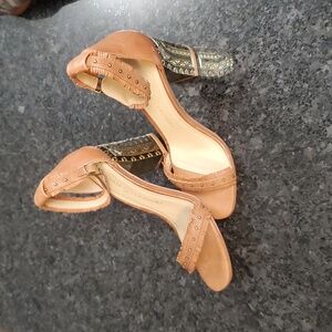 Chinese Laundry Brown Fringe Heels With Metal Weapped Heels